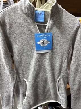 Charles River ladies Heathered Gray Quarter-Zip Pullover Sweater